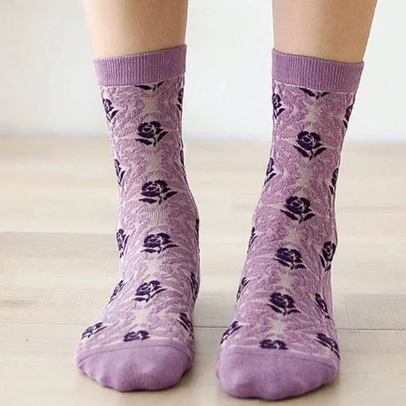 Colorful Floral Textured Socks Set - Picture 2 of 5